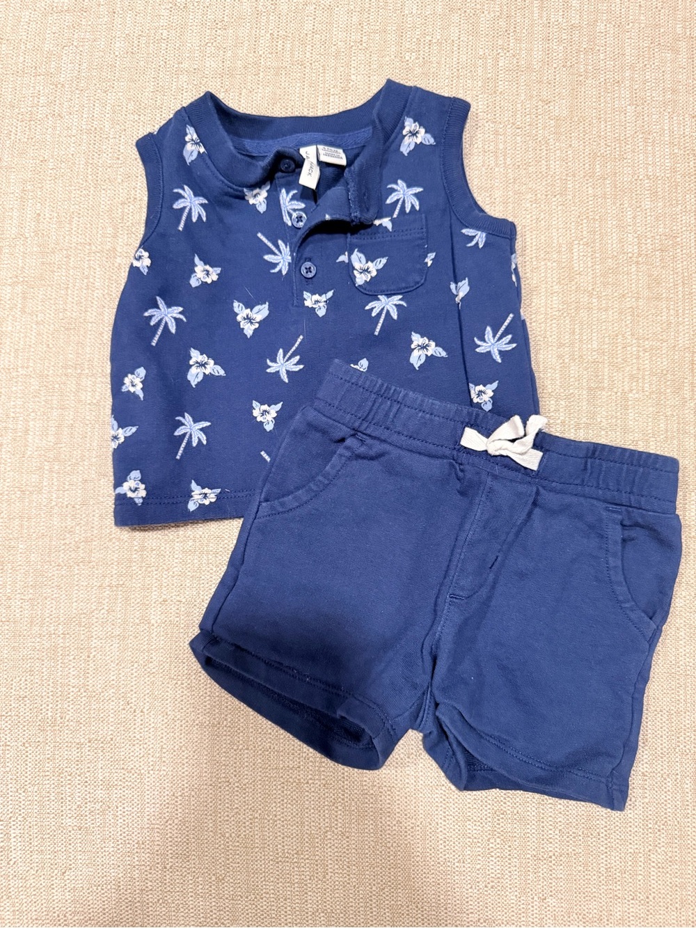 Janie and Jack Navy Blue Floral Tank & Shorts Matching Set 6-12M